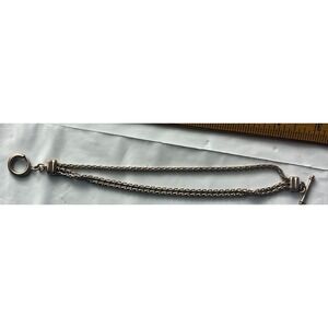 Layered Chain Bracelet Silver Tone Toggle Clasp‎